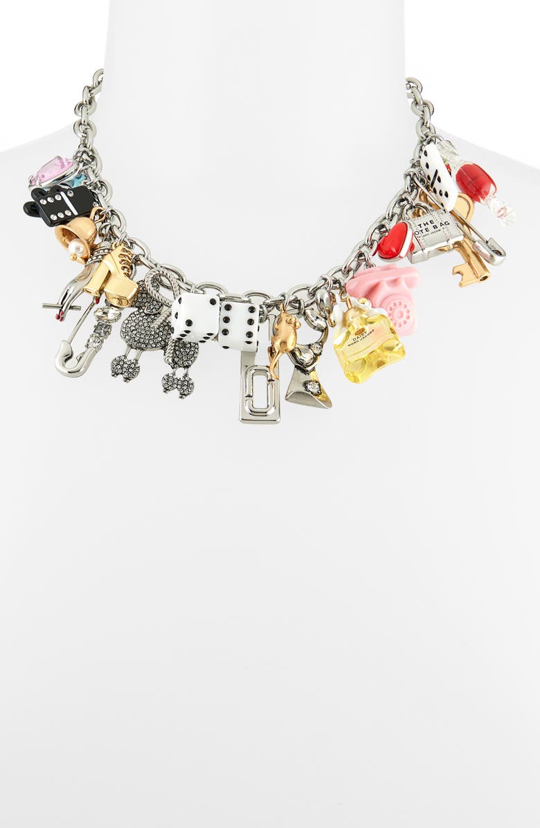 Marc Jacobs The Sticker Statement Collar Necklace, Alternate, color, Silver Multi