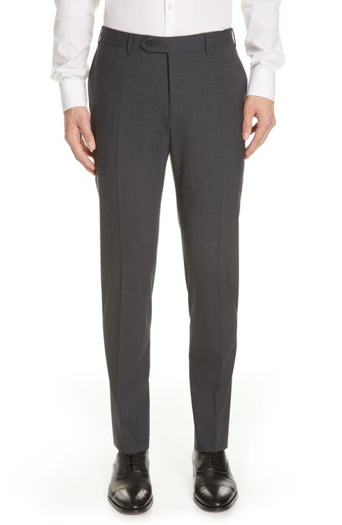 Flat Front Classic Fit Solid Stretch Wool Dress Pants