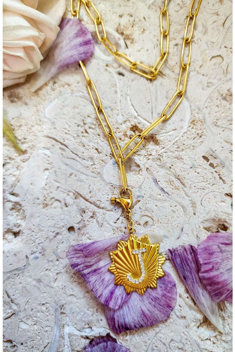 Initial CZ Pendant Toggle Necklace, Alternate, color, GOLD-A