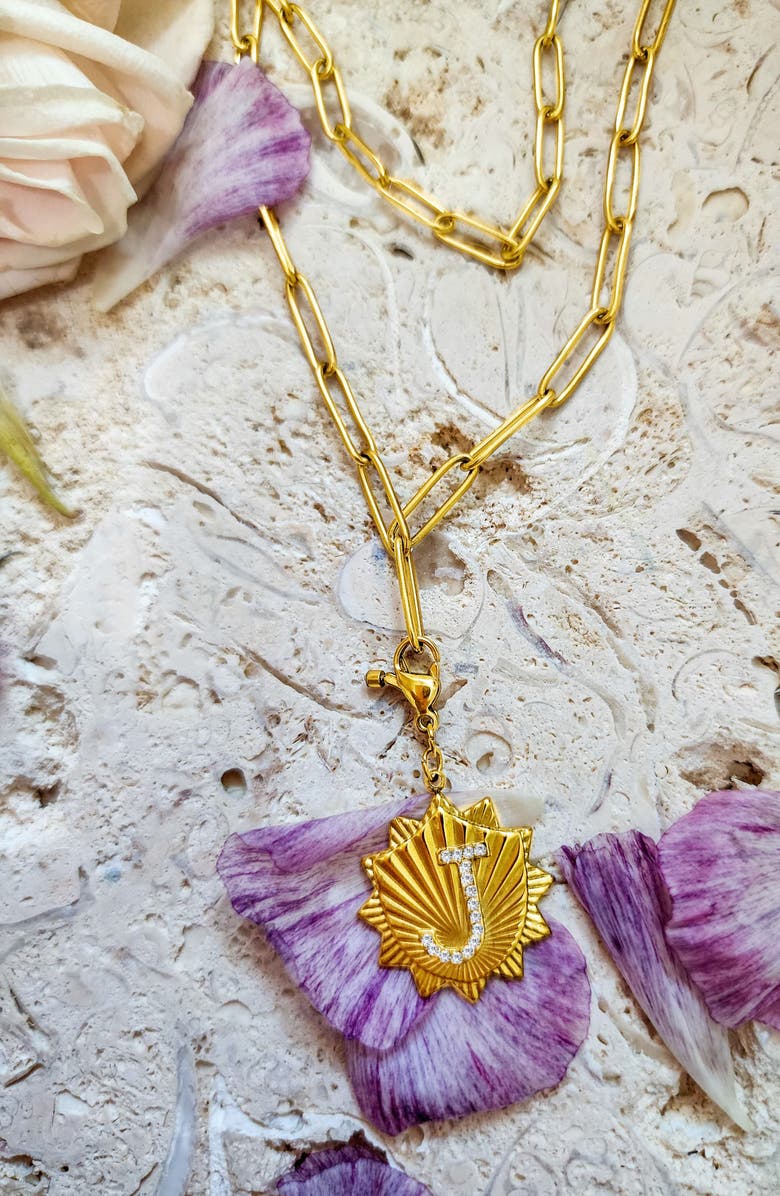 Adornia Initial CZ Pendant Toggle Necklace, Alternate, color, Gold-A