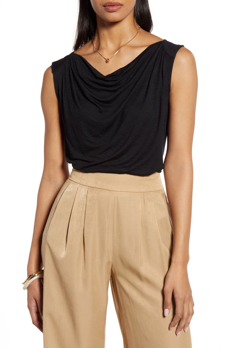 Halogen<sup>®</sup> Drape Front Sleeveless Knit Top, Main, color,