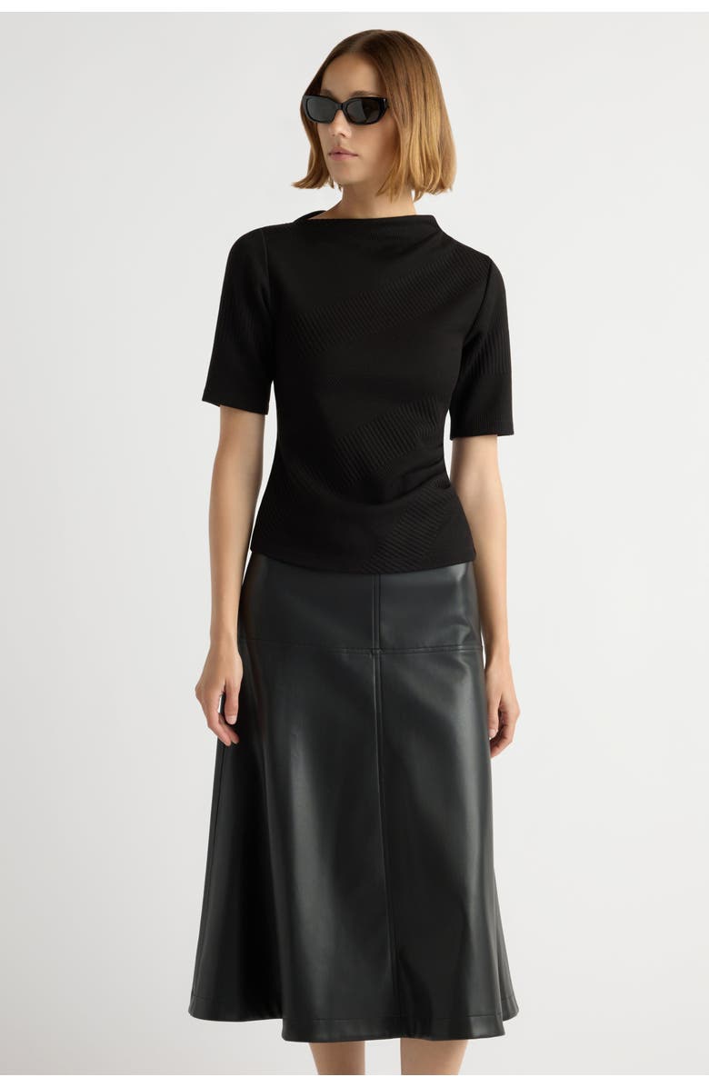 Modern Citizen Pauline Ribbed Asymmetric Neck Top, Alternate, color, Black