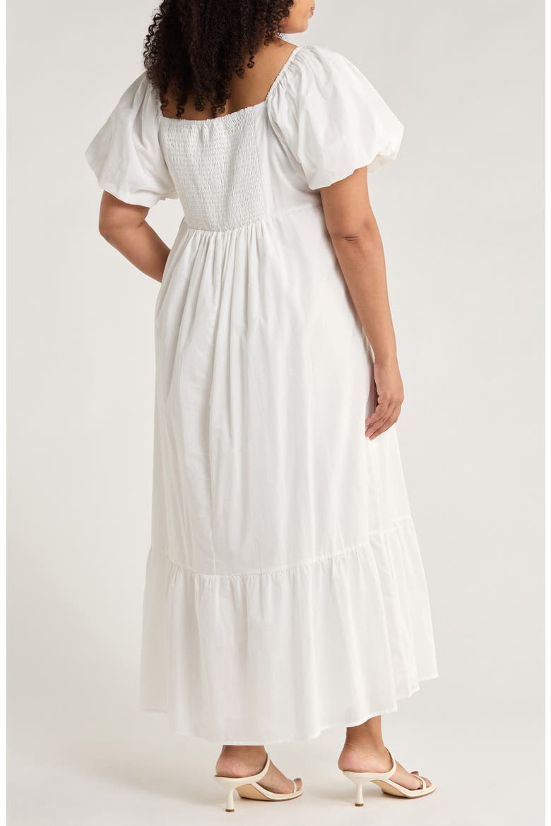 Xena Puff Sleeve Cotton Maxi Dress, Alternate, color, WHITE