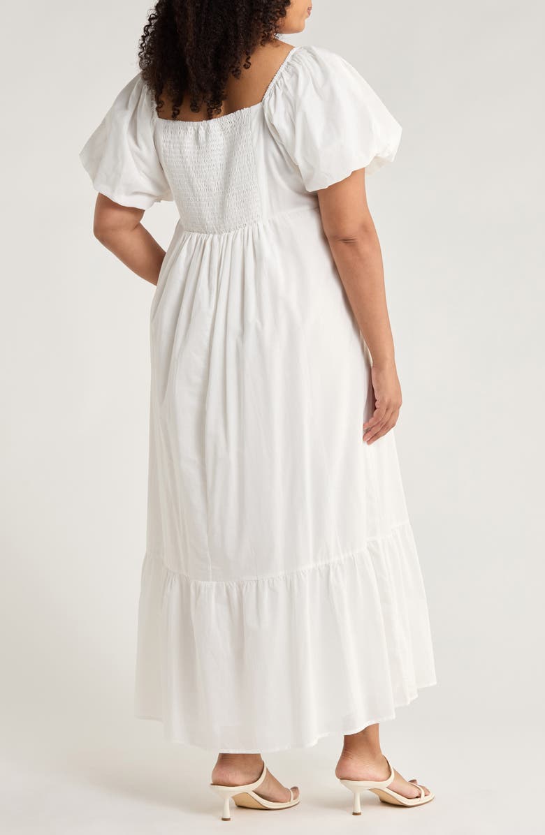 SUGARLIPS Xena Puff Sleeve Cotton Maxi Dress, Alternate, color, White
