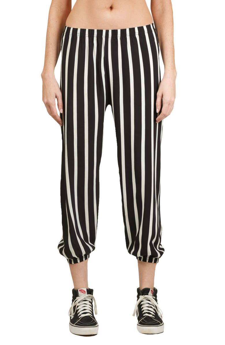 NIKKI LUND Stripe Balloon Leg Pants, Main, color, Black