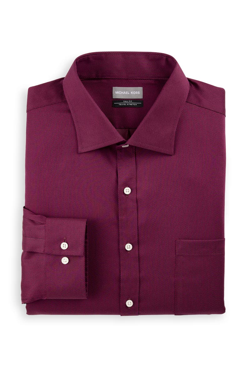 Big & Tall Micro Patterned Performance Dress Shirt, Main, color, WINE