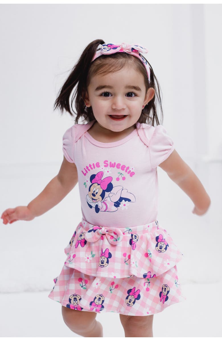 Disney Minnie Mouse Bodysuit Skirt & Headband Set, Alternate, color, Pink
