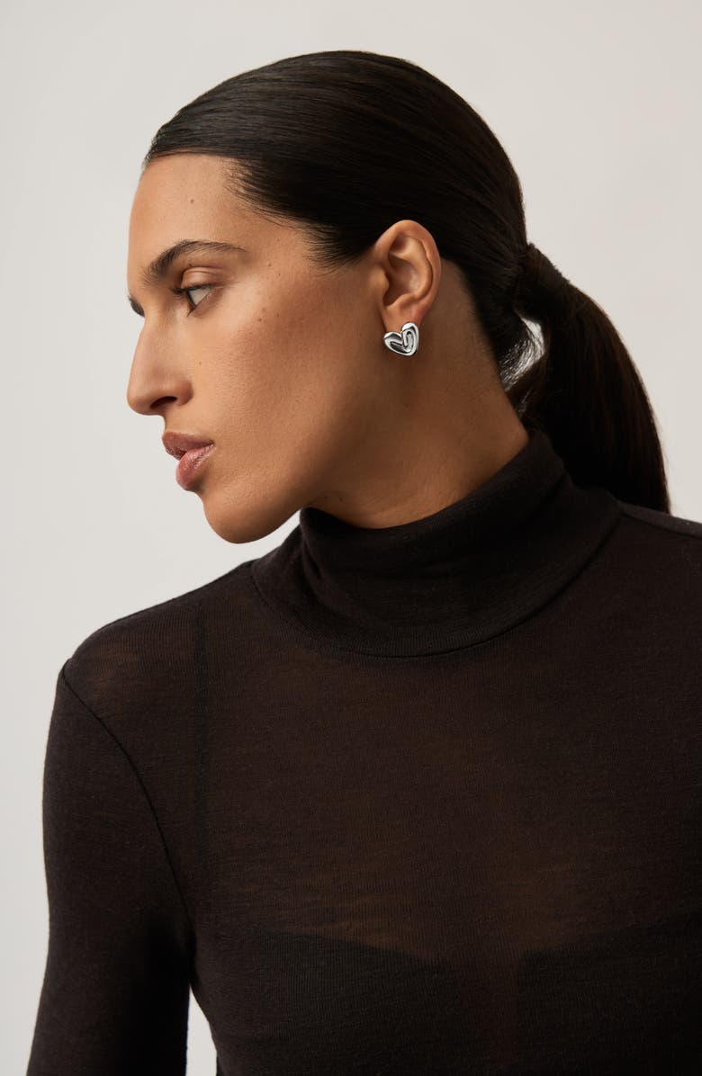 Missoma Puffy Heart Stud Earrings, Alternate, color, Silver