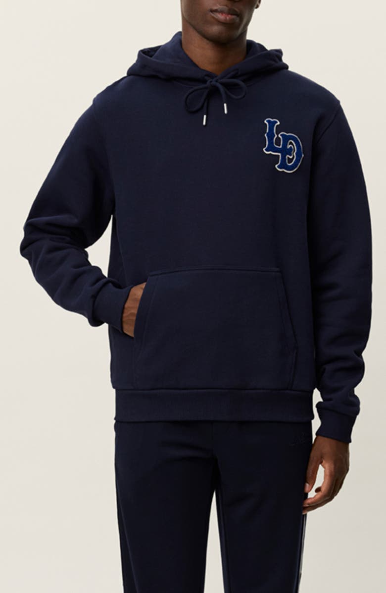 Les Deux Brady Logo Patch Hoodie, Main, color, Dark Navy