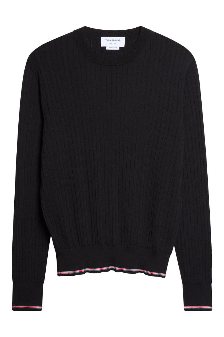 Tipped Wool Blend Rib Sweater, Main, color, NAVY