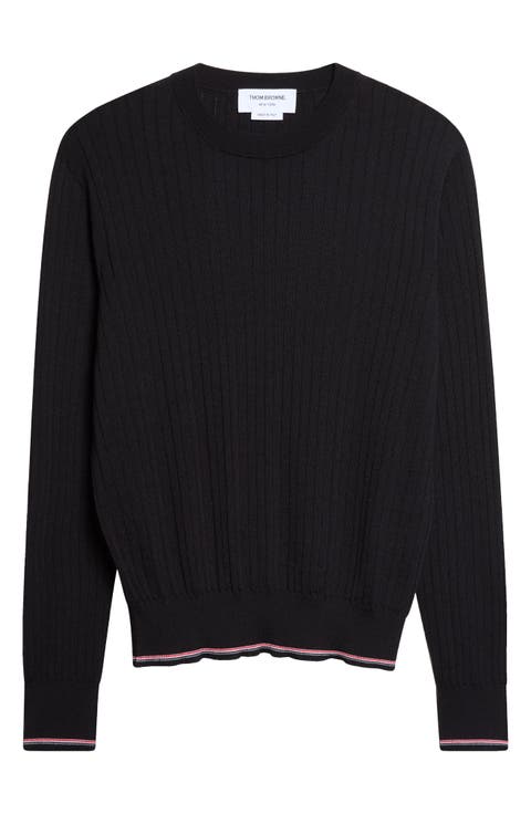 Tipped Wool Blend Rib Sweater