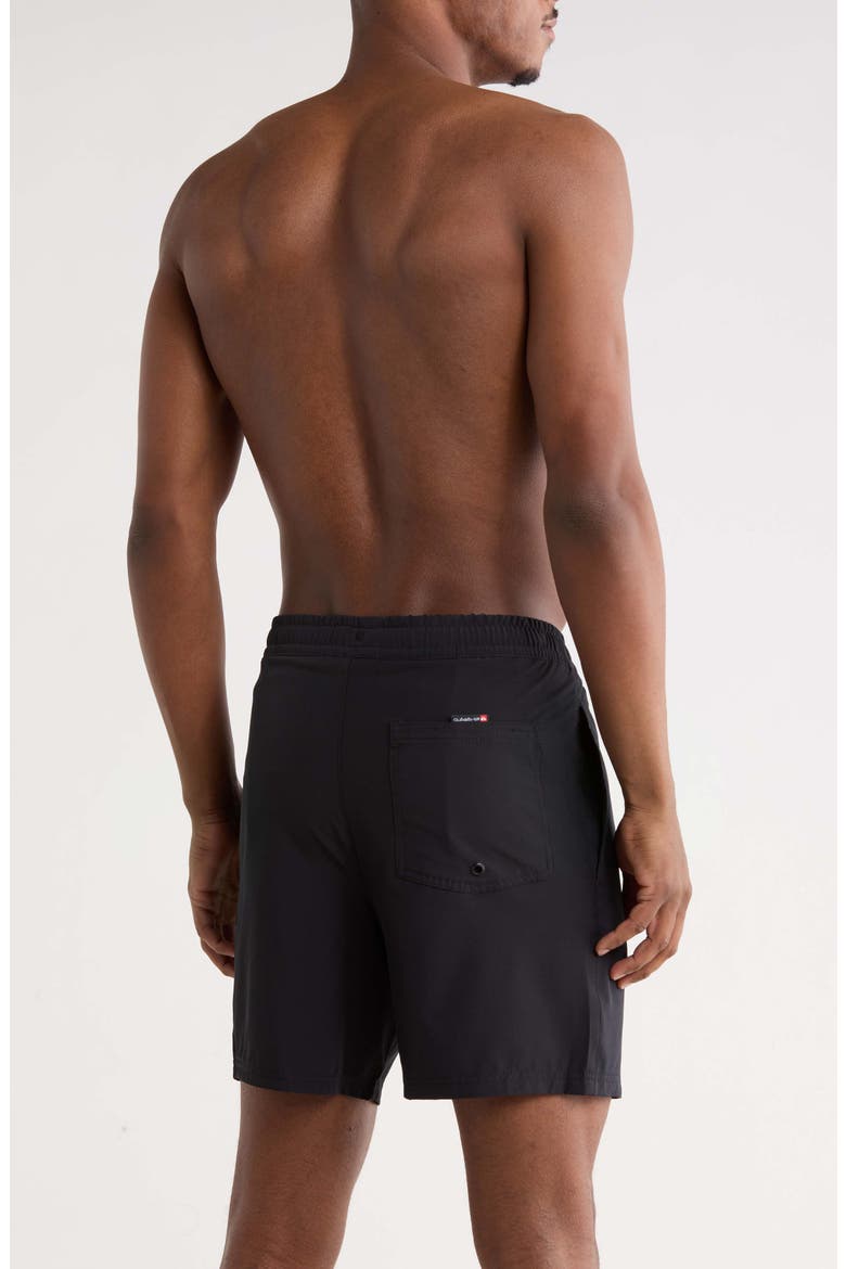 Trade Logo Stripe Volley Swim Shorts, Alternate, color, BLACK