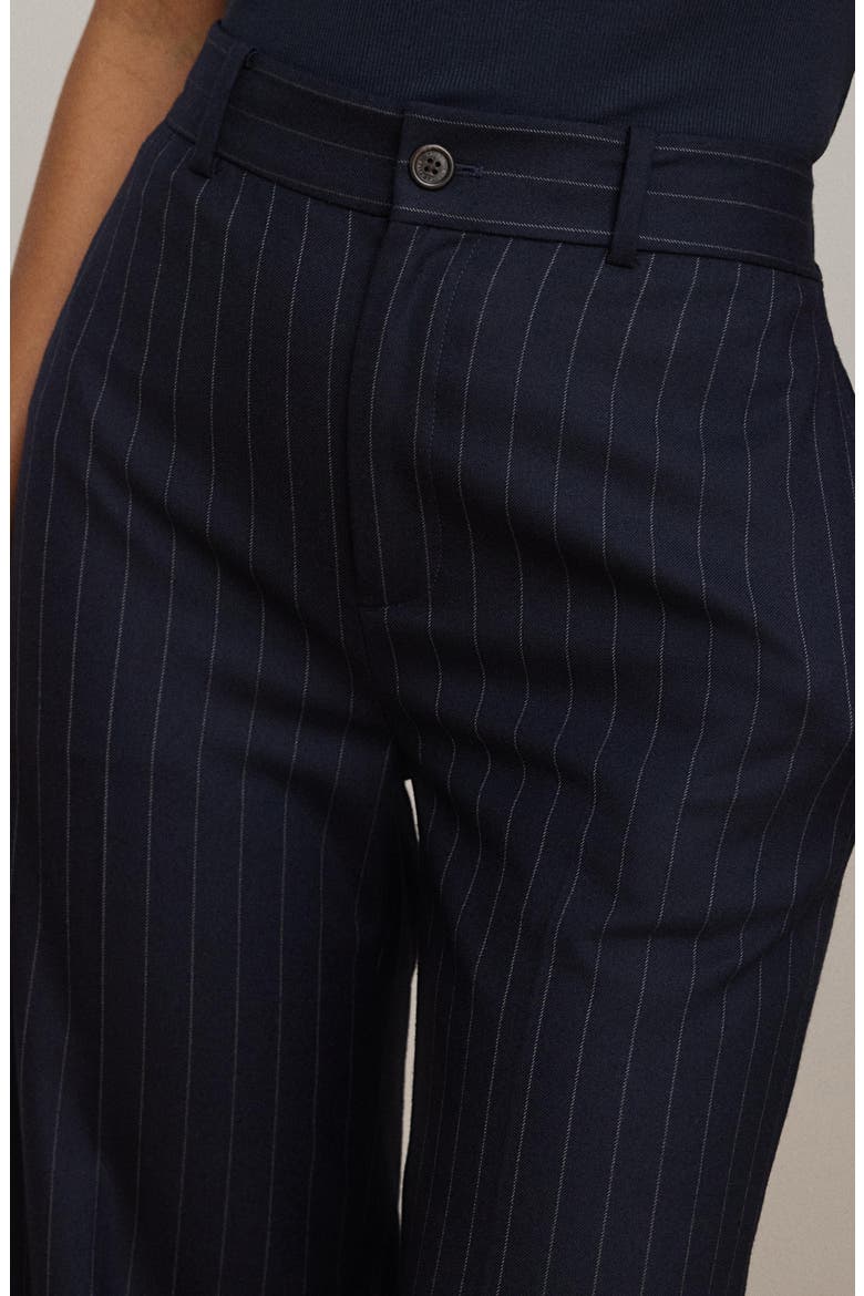 Wool Blend Twill Wide Leg Suit Pants, Alternate, color, NAVY/ CREAM