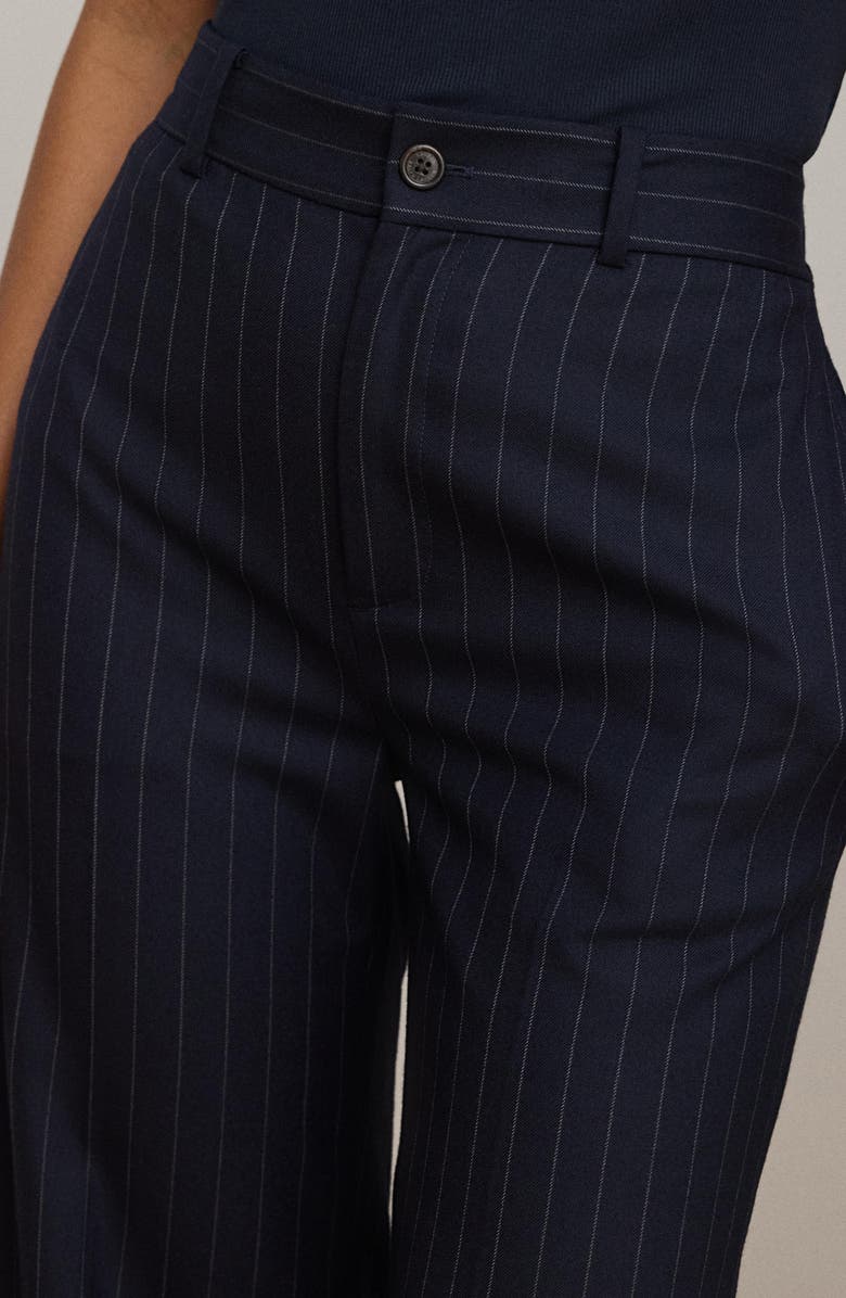 Lauren Ralph Lauren Wool Blend Twill Wide Leg Suit Pants, Alternate, color, Navy/ Cream