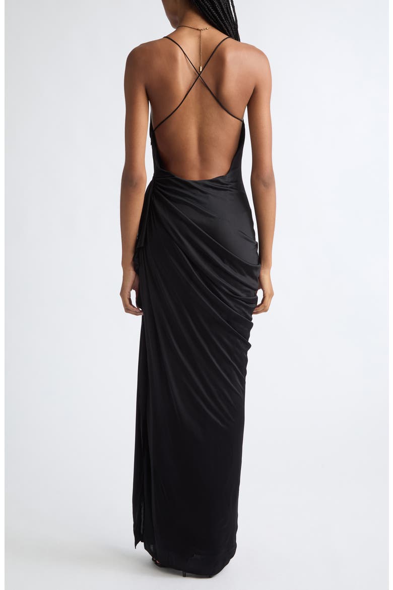 Liquid Drape Jersey Gown, Alternate, color, BLACK