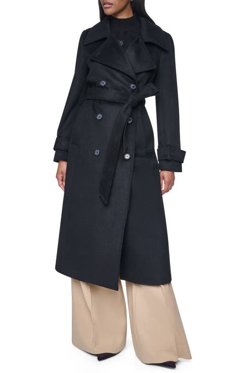 Double Breasted Wool Blend Maxi Coat