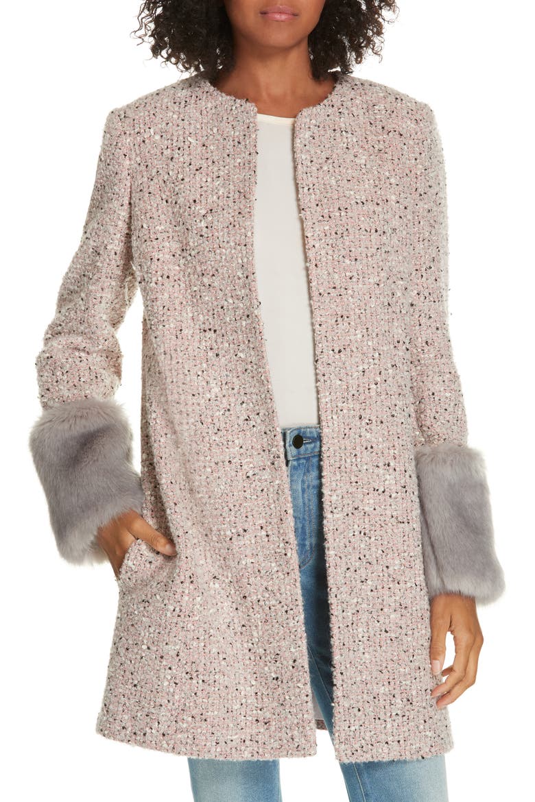 Edge to Edge Faux Fur Cuff Jacket, Main, color, PINK