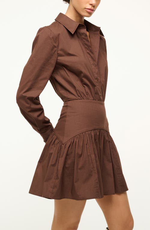 Staud Rocco Long Sleeve Minidress In Earth