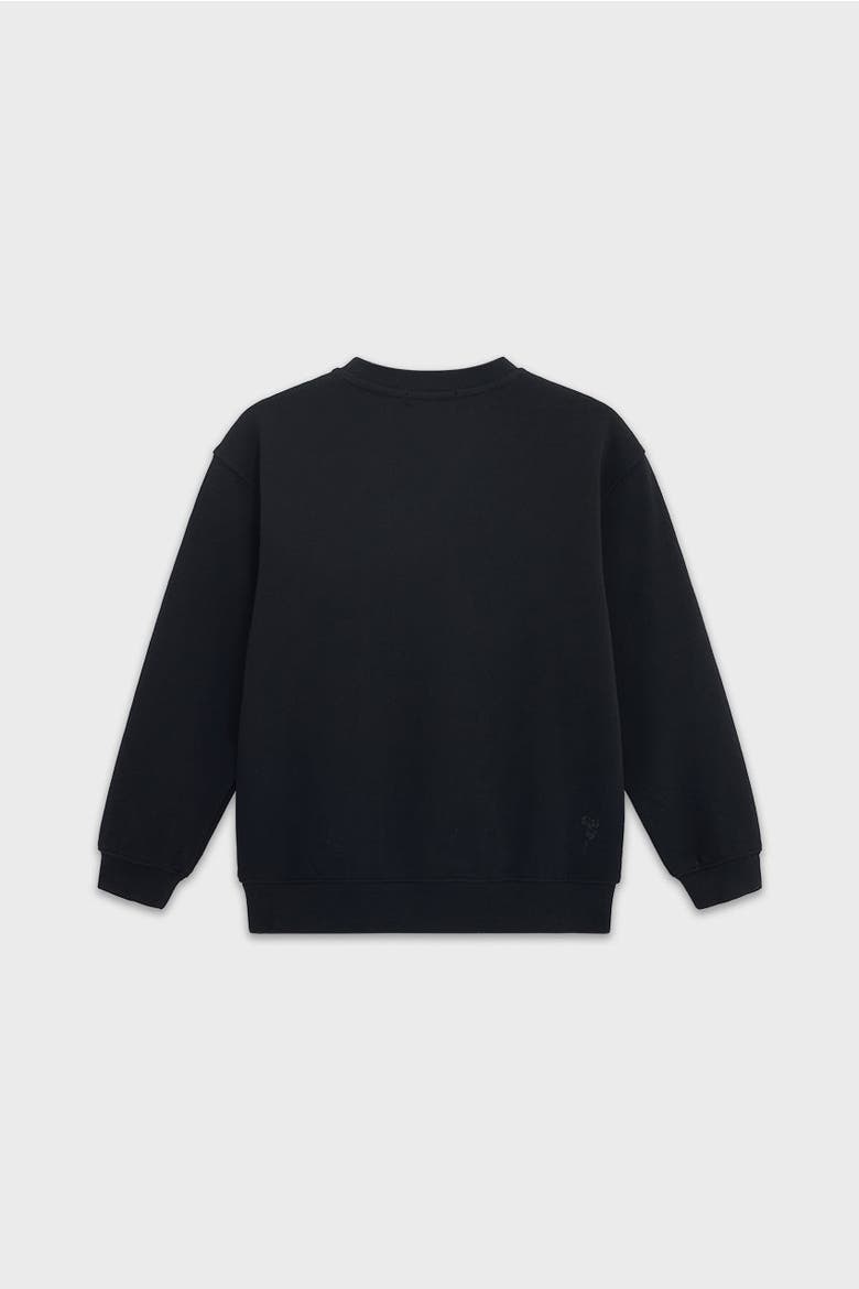 Relaxed Cotton Sweatshirt With Embroidery, Alternate, color, Black