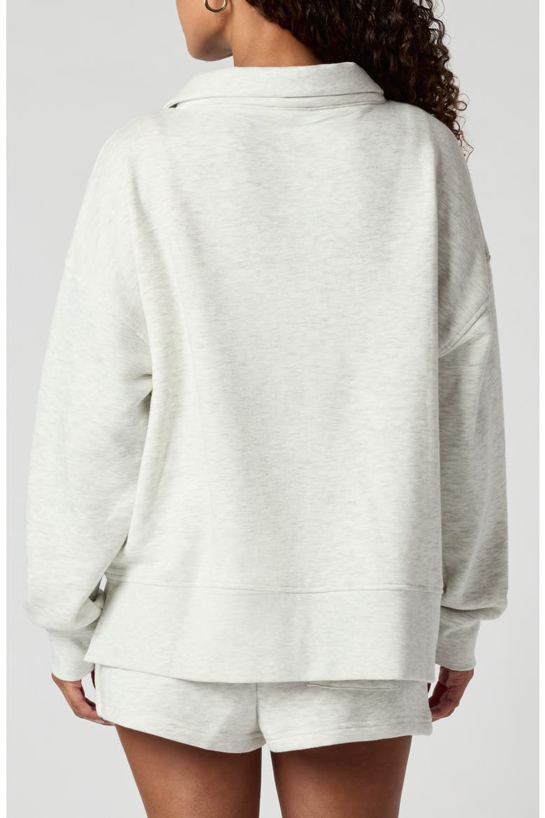 Polo Collar Sweatshirt, Alternate, color, HEATHER ICE