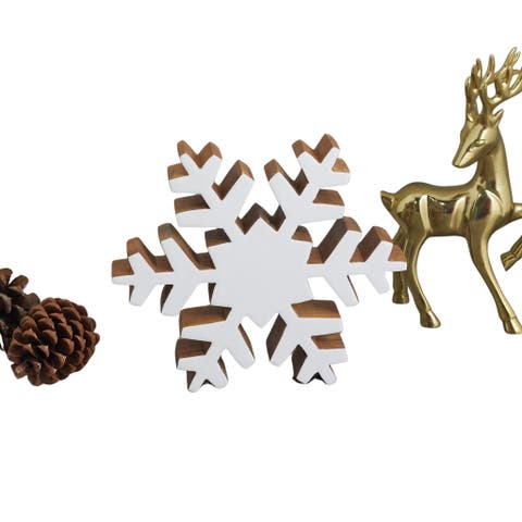 Mango Wood & Enamel Snowflake
