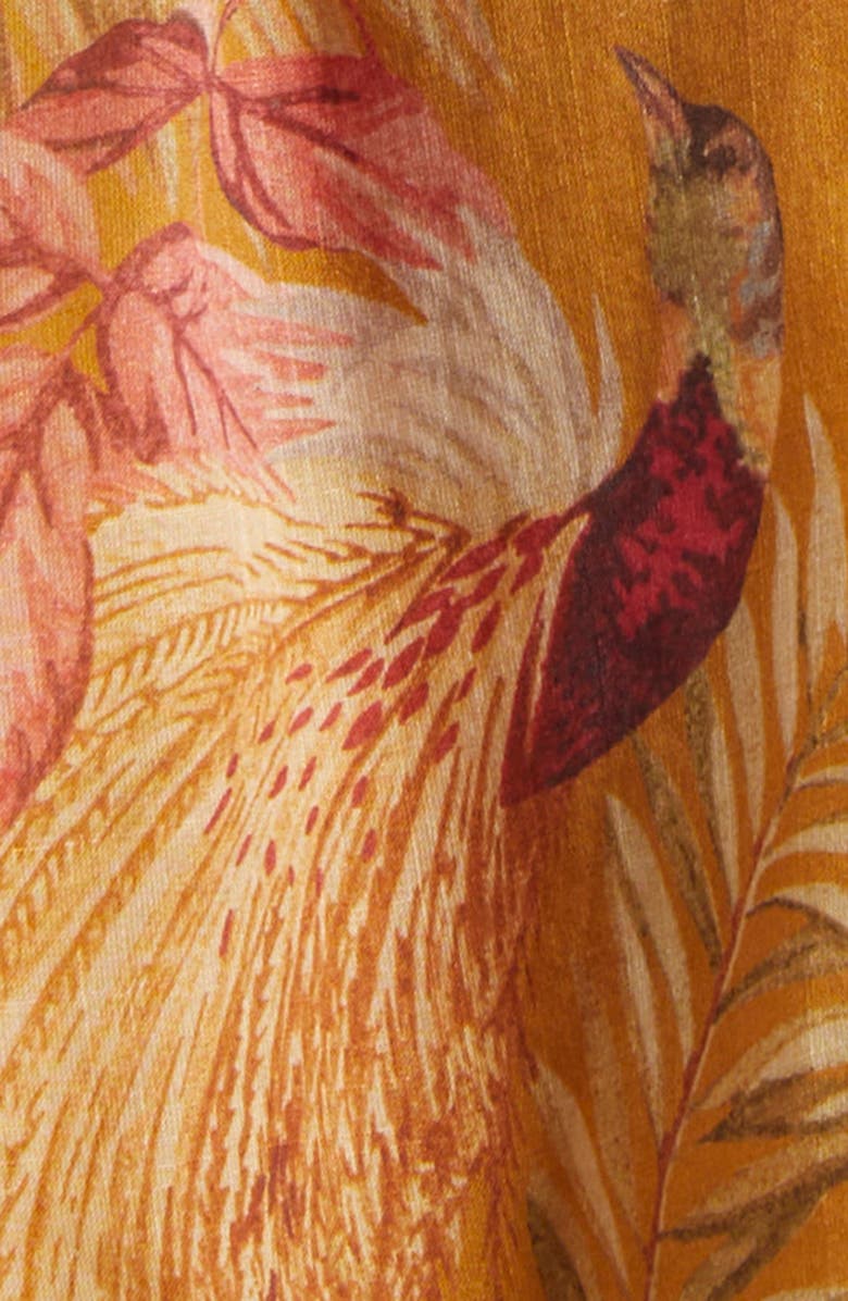 Zimmermann Ascension Lace Trim Long Sleeve Wrap Dress, Alternate, color, Mustard Palm Floral