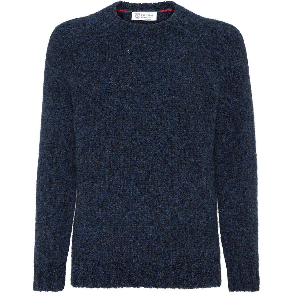 Brunello Cucinelli Long Sleeve Wool Cashmere Sweater In Blue