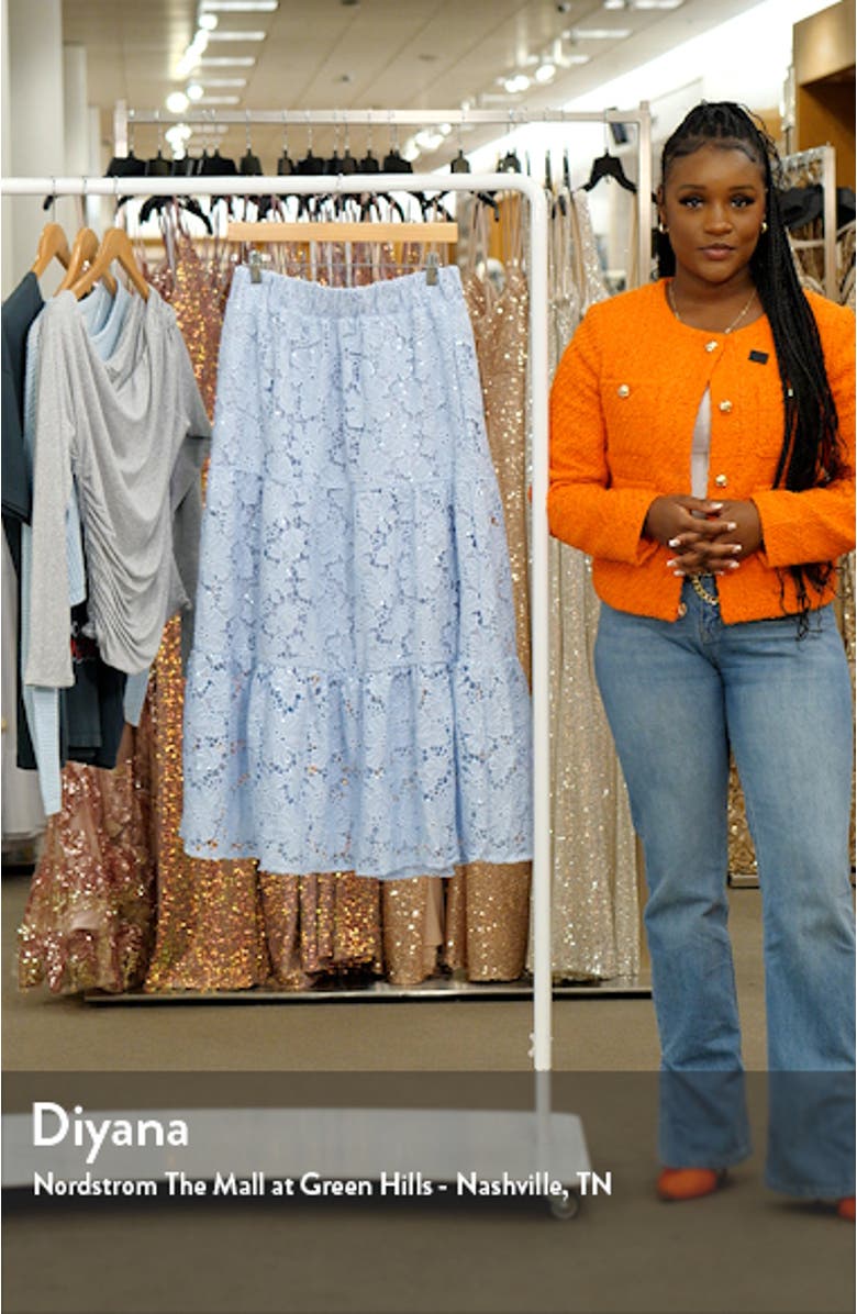 Tiered Sequin Lace Maxi Skirt, sales video thumbnail
