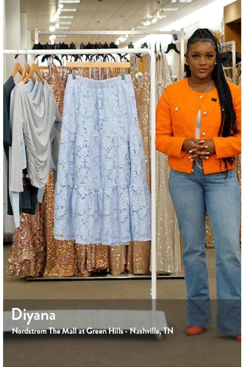 Tiered Sequin Lace Maxi Skirt video