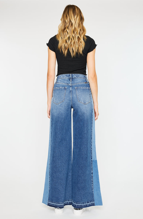 Kancan Clover High Rise Wide Leg Jeans In Blue