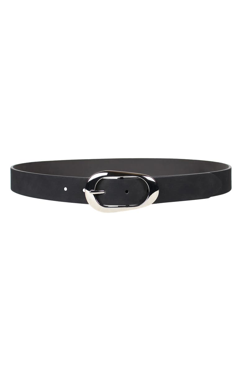 Linea Pelle Elongated Oval Buckle Belt, Main, color, Black