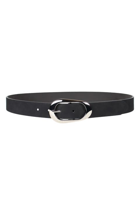 Elongated Oval Buckle Belt