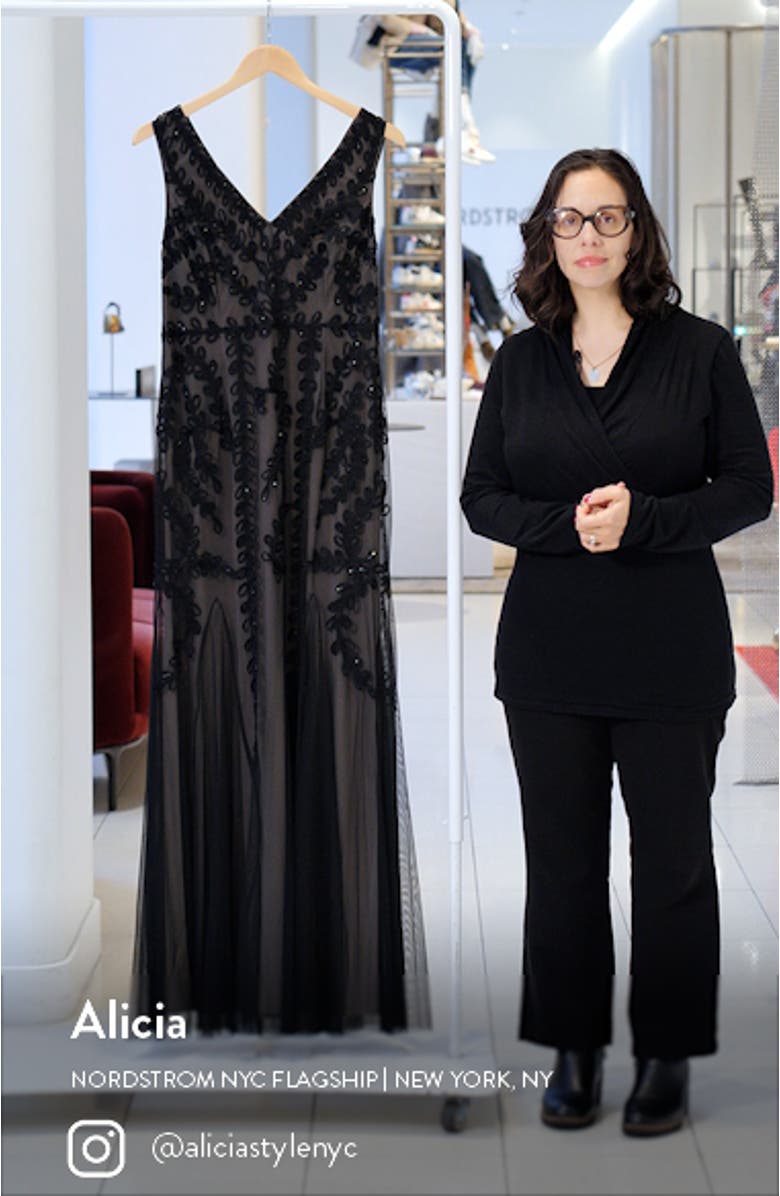 Sleeveless Embroidered Mesh Gown, sales video thumbnail