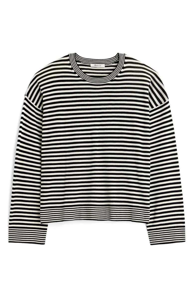 Madewell Stripe Merino Wool & Silk Crewneck Sweater, Alternate, color,