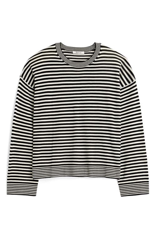 MADEWELL MADEWELL STRIPE MERINO WOOL & SILK CREWNECK SWEATER 