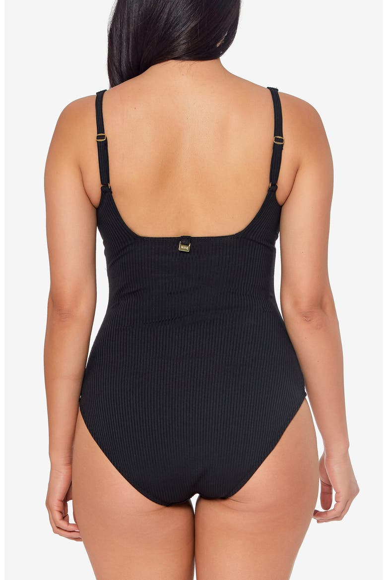 Walk Line Square Neck Underwire One-Piece Swimsuit, Alternate, color, BLACK