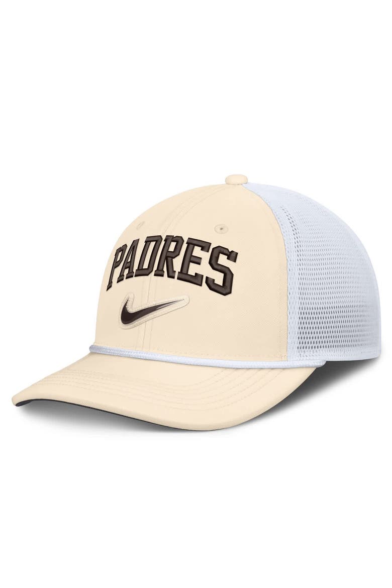 Men's Nike Natural/White San Diego Padres Rise Dri-FIT Trucker Adjustable Hat​, Main, color, Natural