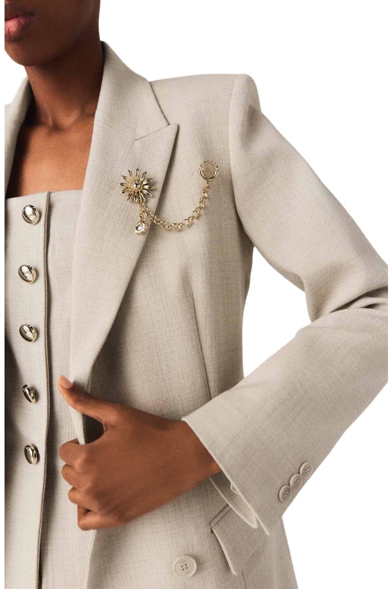 Suit jacket with brooch, Alternate, color, Beige