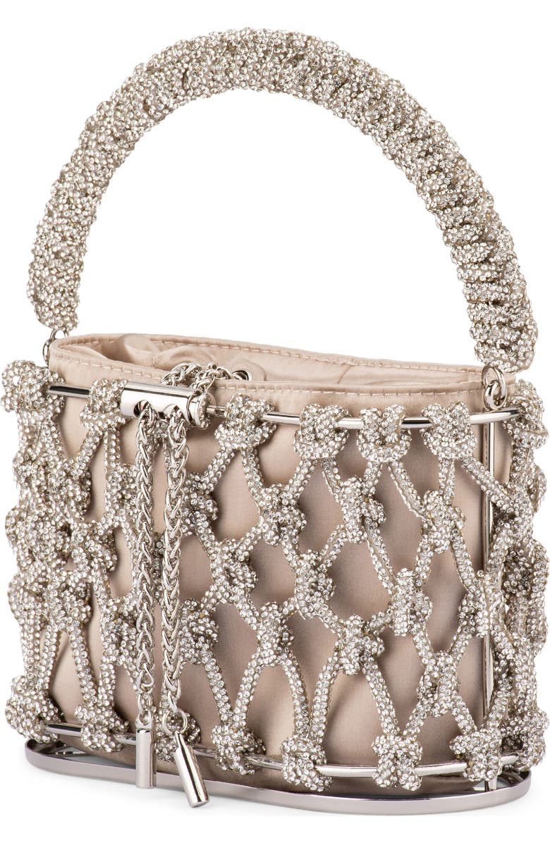 Olga Berg Amelia Crystal Cage Top Handle Bag, Alternate, color, Natural