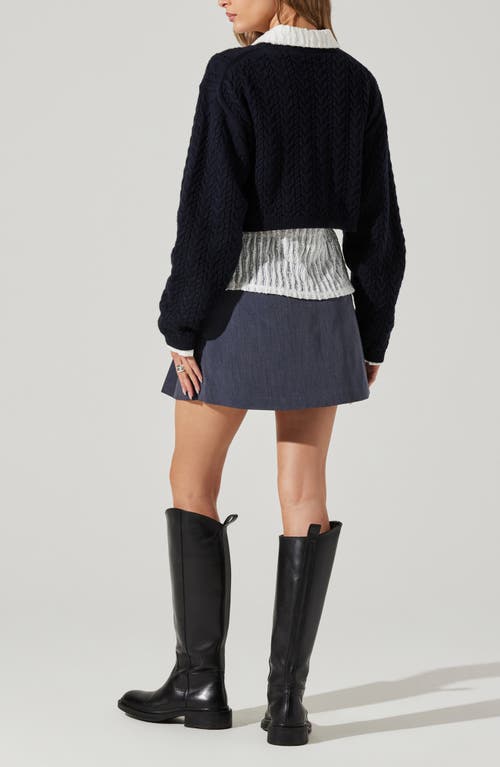 Astr The Label Jorah Cable Stitch Sweater In Blue