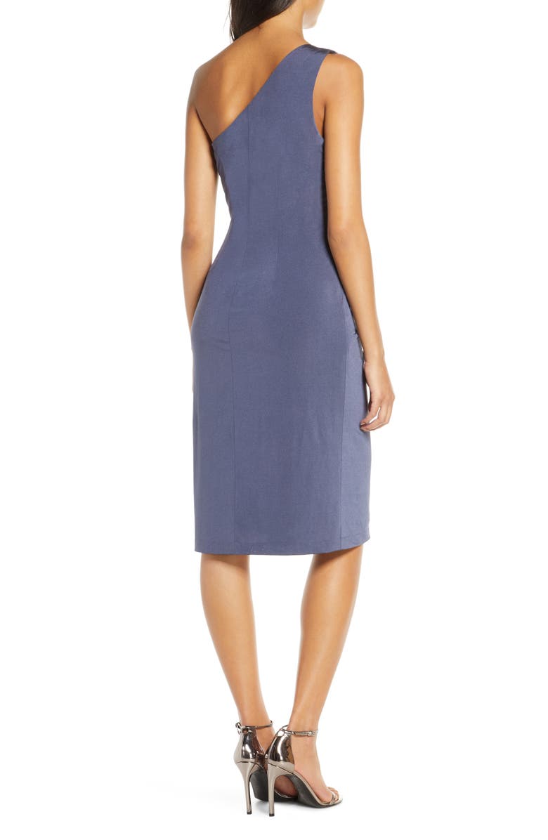 Eliza J Ruched One-Shoulder Cocktail Dress, Alternate, color, 