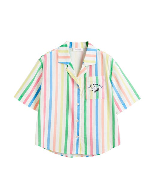 Chinti & Parker Linen-cotton Snoopy Stripe Shirt In Cream