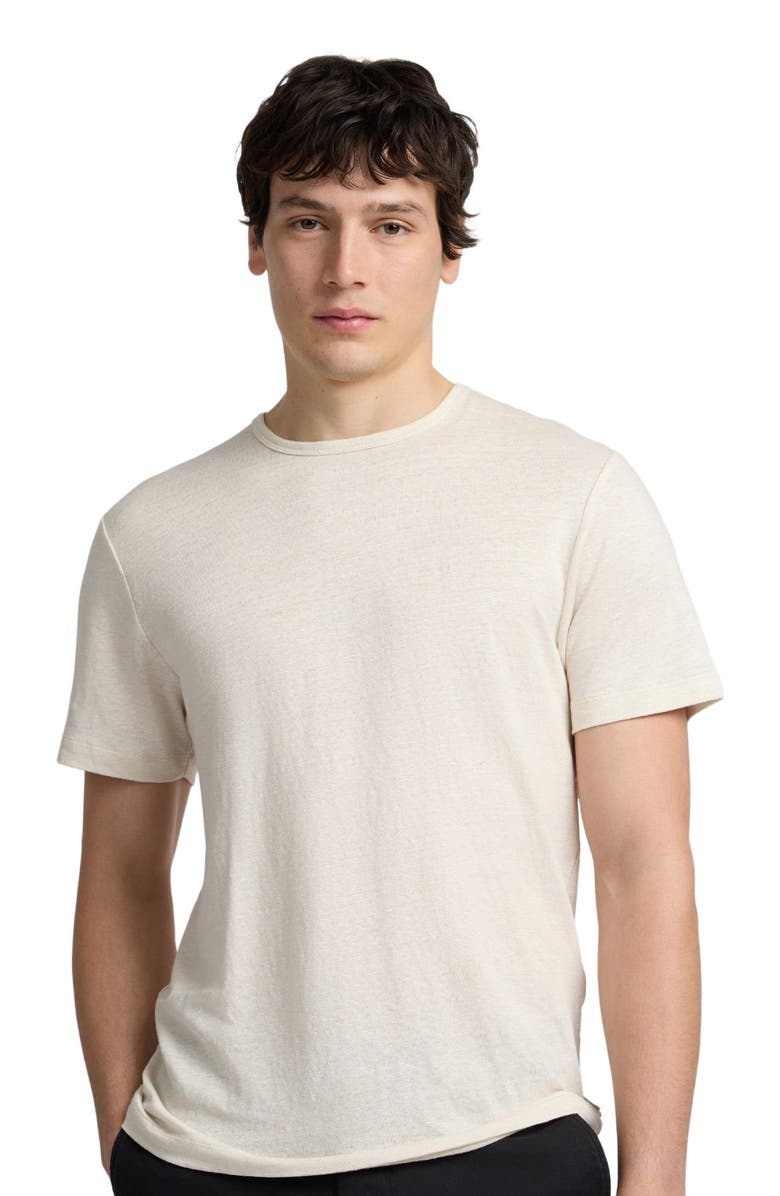 Onia Stretch Linen Crewneck Short Sleeve Tee, Alternate, color, Bone