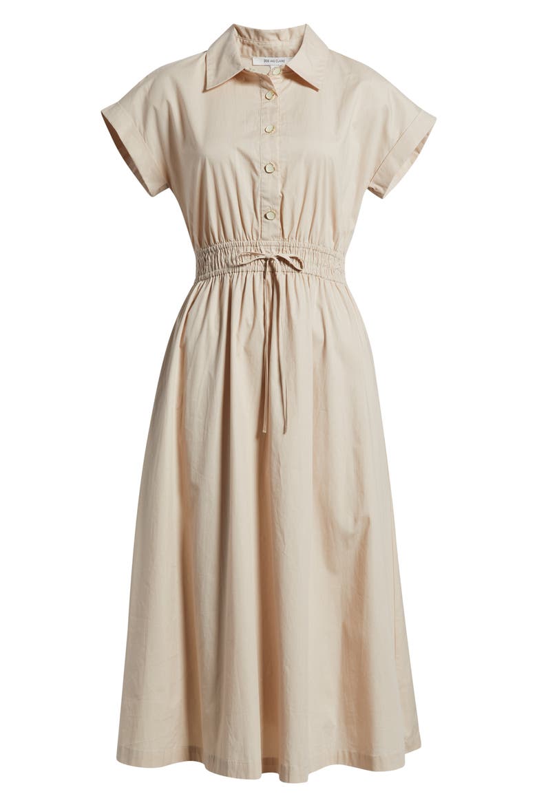Tie Waist Midi Shirtdress, Alternate, color, LIGHT KHAKI