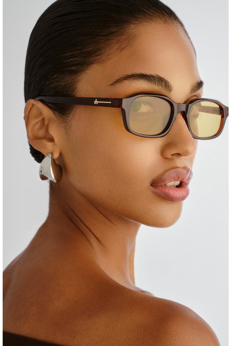 Kinetic 49mm Rectangular Sunglasses, Alternate, color, AUBURN / SAGE TINT