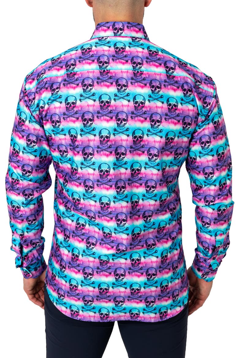 Fibonacci Regular Fit Skulldye Purple Button-Up Shirt, Alternate, color, PURPLE