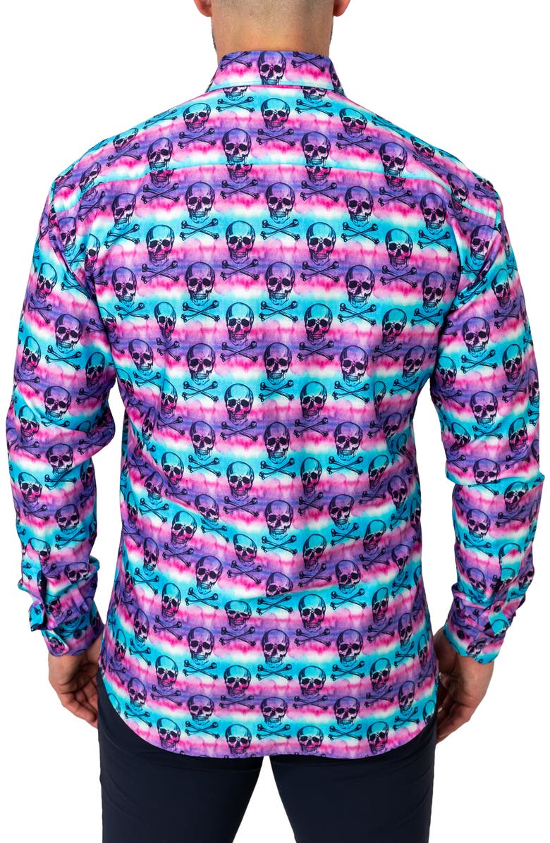 Maceoo Fibonacci Regular Fit Skulldye Purple Button-Up Shirt, Alternate, color, Purple
