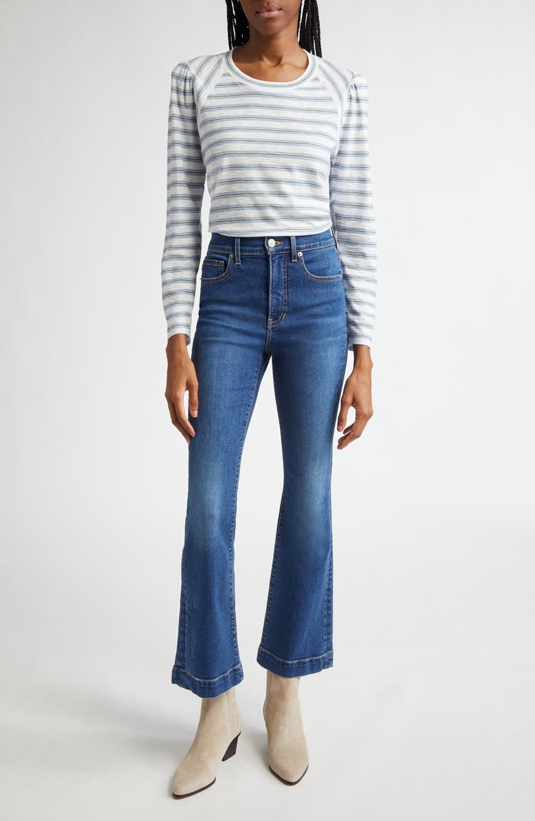 Veronica Beard Carson Ankle Flare Jeans, Alternate, color, Bright Blue