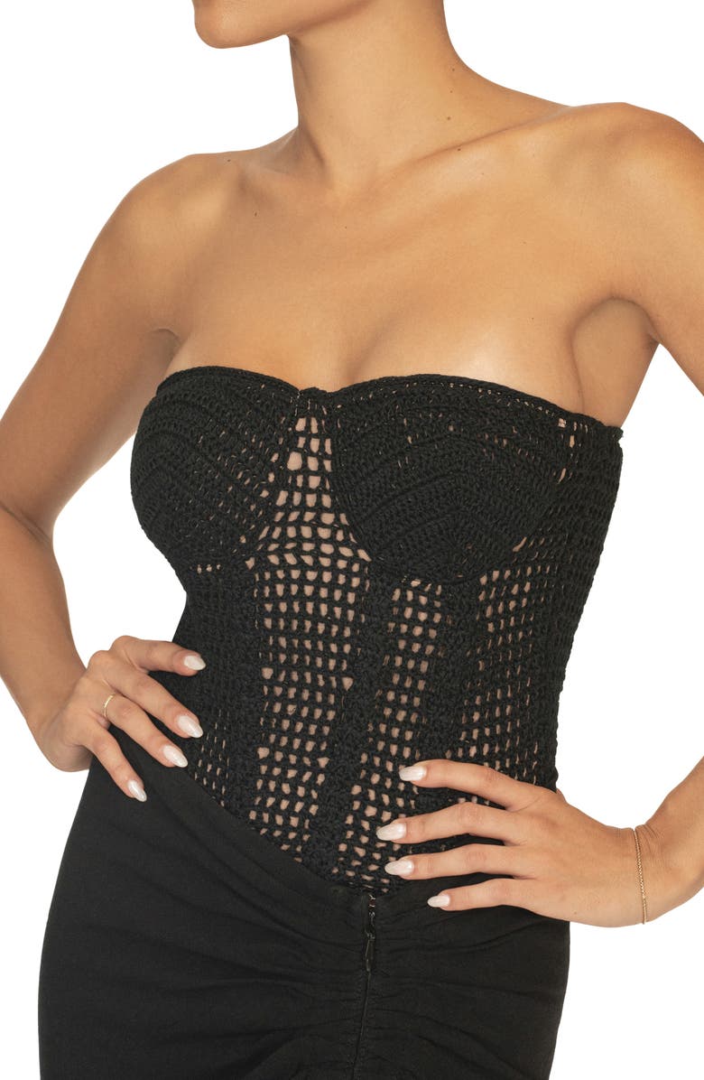 JLUXLABEL Want It All Open Stitch Strapless Bustier Top, Alternate, color, 