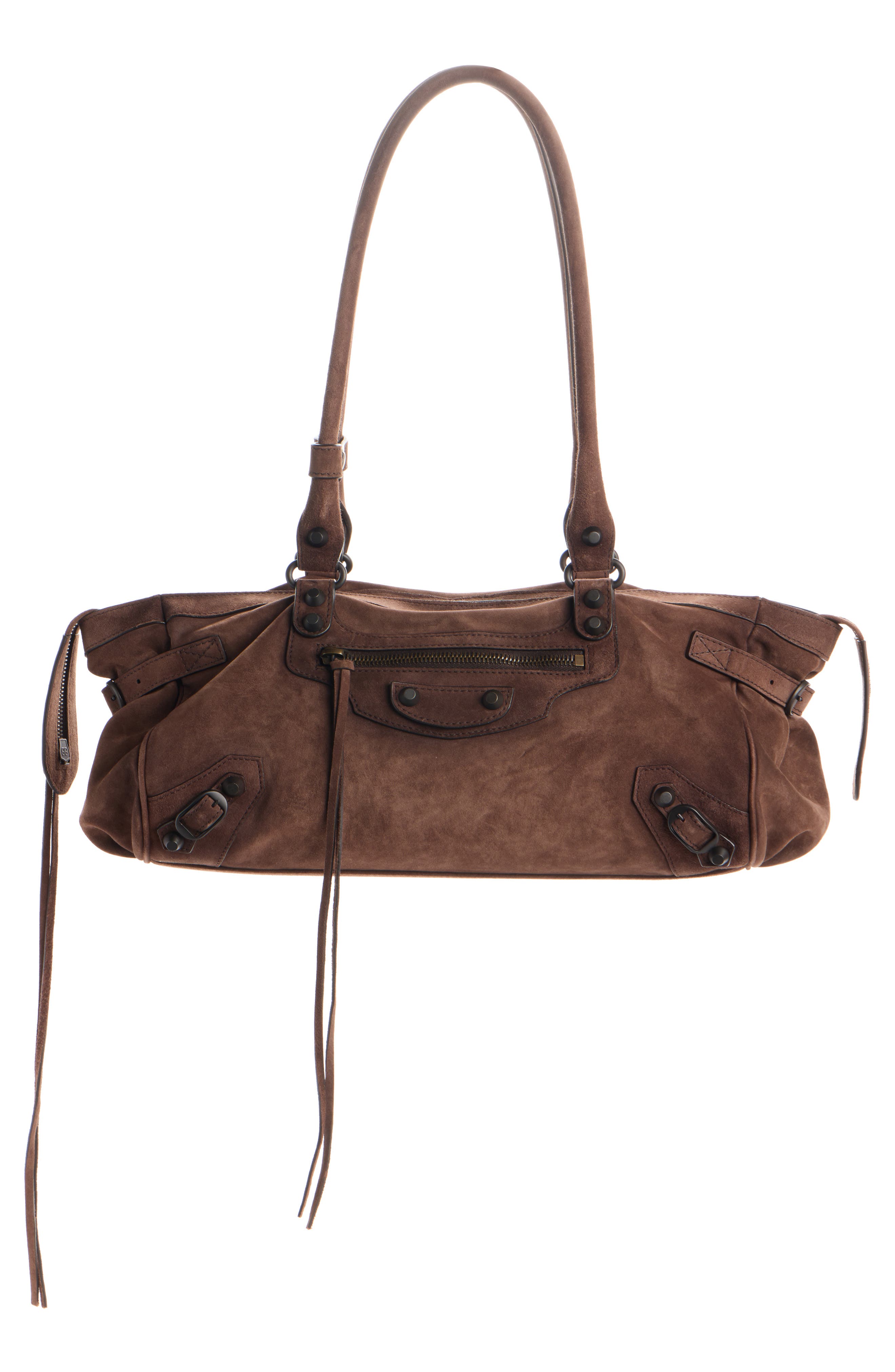 Le City Suede East/West Shoulder Bag, Main, color, 2308 LIGHT ESPRESSO